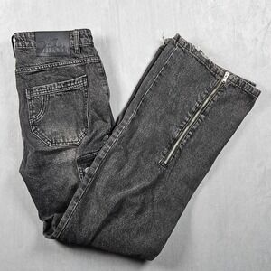 Ditch LA Jeans Mens 30x32 Black Faded Denim Cargo Flare Zip Ankle Streetwear